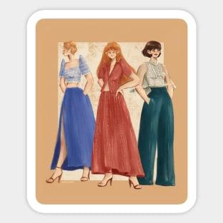 Trio in modern filipiniana Colored Sticker